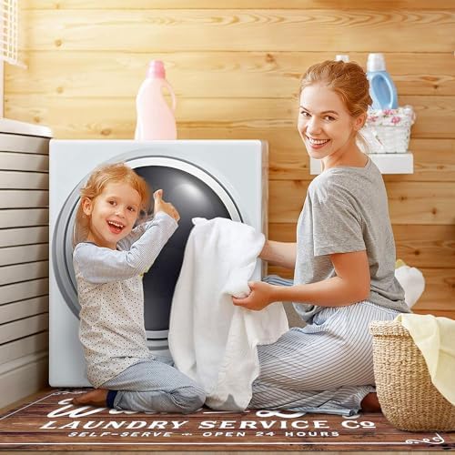 KOZYFLY Laundry Room Rug Runner 20"x48" Non Slip Kitchen Rugs Washable Laundry - Image 2