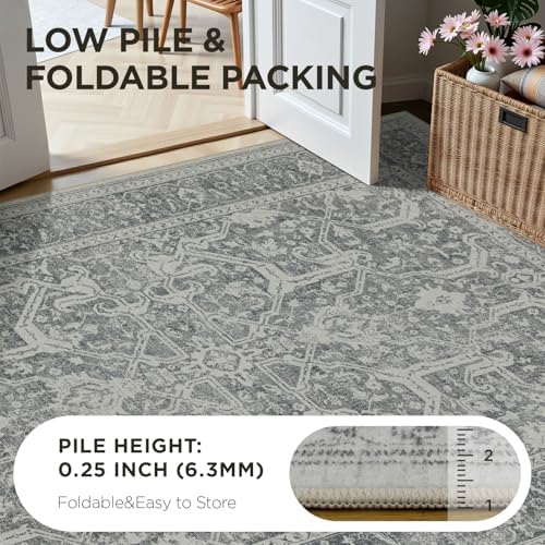 Joydeco 8x10 Area Rugs for Living Room, Non Slip Machine Washable Vintage Rug - Image 6