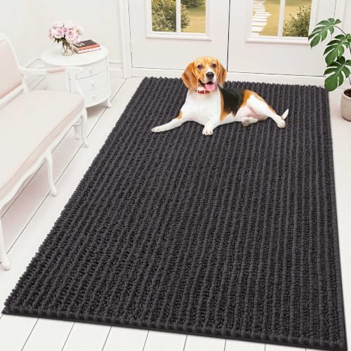 OLANLY Dog Door Mat for Muddy Paws 59x35, Ultra-Absorbent Chenille Mud Mat by OLANLY