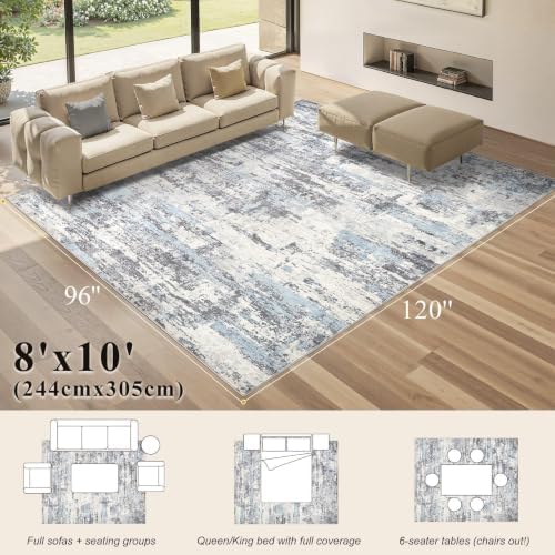 8x10 Area Rugs Living Room Abstract Washable Rug - Image 2