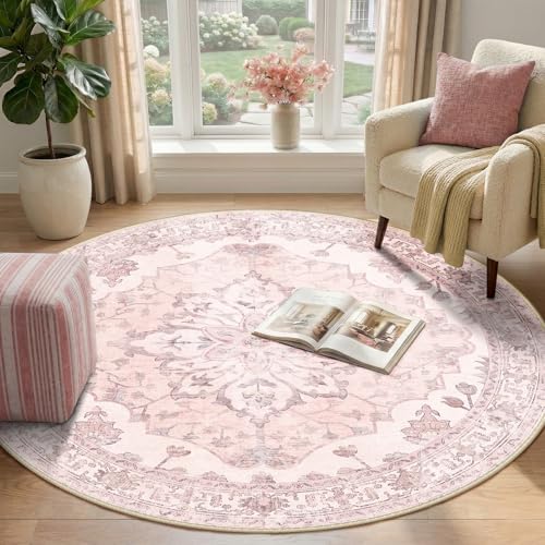 RELEANY Washable Area Rug, Round 4ft - Image 2