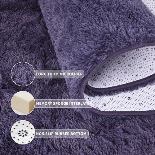 Tepook 6x9 Area Rugs for Living Room, Fluffy Gray Purple Rug for Bedroom - Image 5