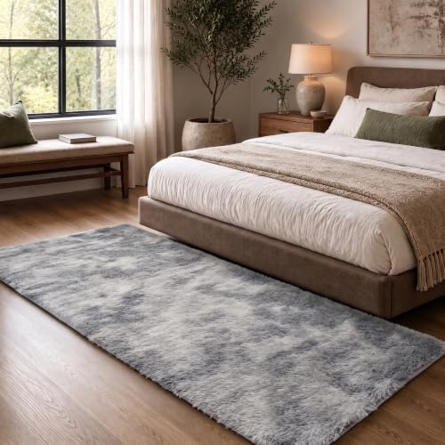 2x6 Light Grey Fluffy Runner Rug - Image 3