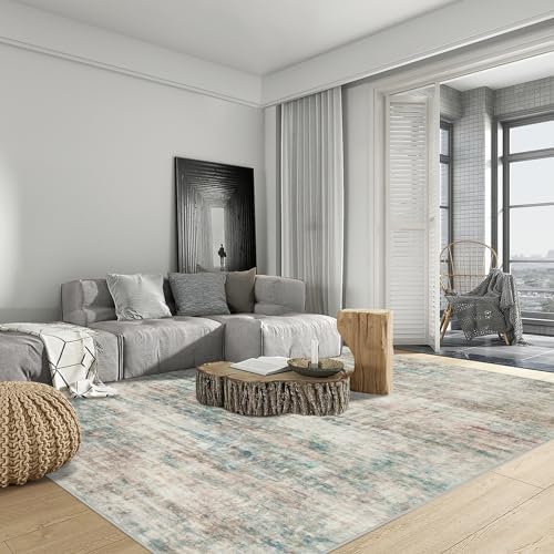 4x6 Area Rugs for Living Room: Washable Abstract Multi Color Bedroom Carpet - Image 3
