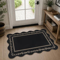 Rugalia Easy Jute Scalloped Entryway Rug 2x3 Black Front Door Mats by Rugalia
