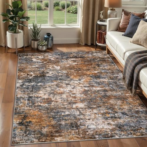 Tangsoo Abstract 4x6 Washable Area Rug, Modern Non Slip Rugs by Tangsoo