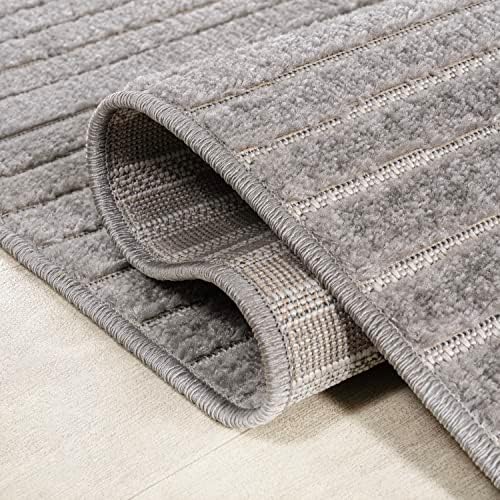 JONATHAN Y Hallie High-Low Curve Gray/Ivory 8x8 Square Indoor/Outdoor Area Rug - Image 4