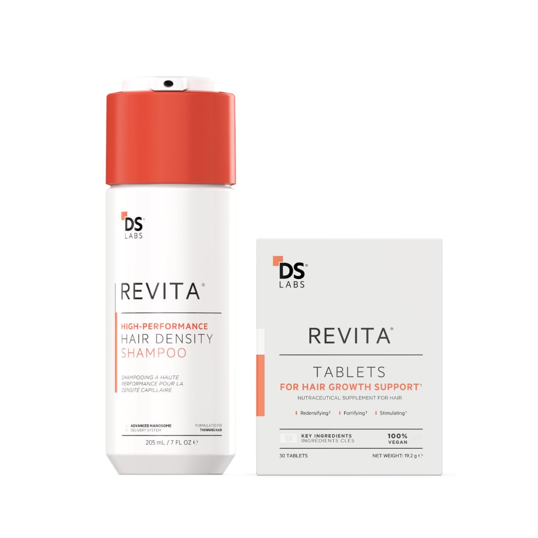 DS Labs Revita Shampoo & Revita Tablets Kit, 205mL & 30 Tablets – Scalp First Cleanse & Daily Supplement for Fuller Looking, Thicker Looking Hair, Sulfate & Silicone Free, for Men & Women