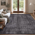Washable Area Rug 6x9, Large Boho Living Room Rug, Dark Grey by TerradWafs