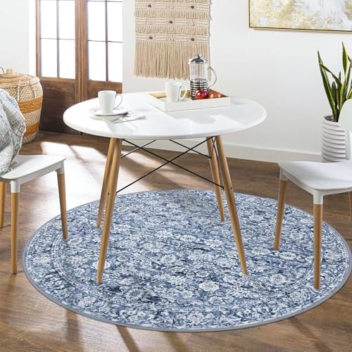 SIILOOM Washable 6ft Circle Round Rug, 6x6 Non-Slip Soft Circular Area Rugs - Image 2