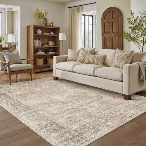 HUGEAR Beige 5x7 Neutral Area Rugs by HUGEAR