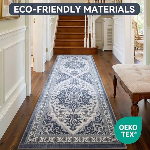 UKISS Washable Runner Rug ，2x6 Non-Slip Soft Boho Vintage Hallway Runner Rugs， - Image 3
