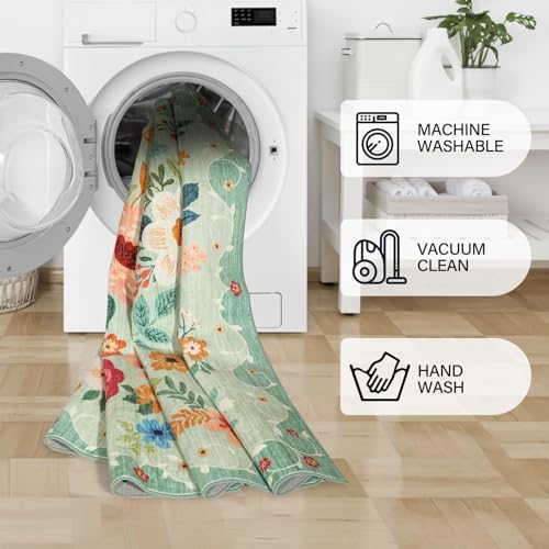 DUKINO 3x20 Runner Rug for Hallway, Floral Washable Long Runner Rug - Image 7