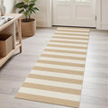 Rugalia Washable Woven Indoor Outdoor Runner Rug, 2x5 Natural Beige Striped by Rugalia