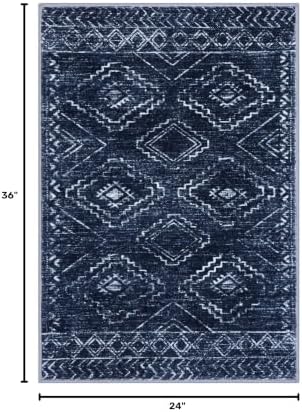 KILOCOCO Entryway Rug 2x3 Washable Rug Door Mat Indoor, Dark Blue - Image 2