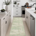 2x6 Washable Runner Rug：Modern Abstract Soft Carpet Green Cream by FXRHLP