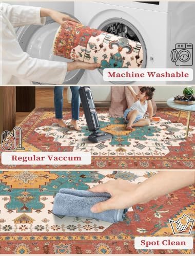 SERISSA 2x5 Washable Non Slip Boho Runner Rug - Image 2