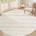 Nakagishi Round Rug Boho Area Rugs: 4x4 Washable Large Circle Neutral Soft by NakagishiAreaRug