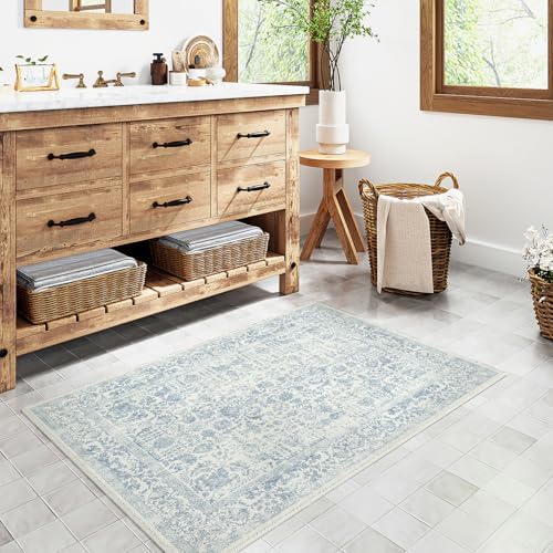 PureCozy Blue Entryway Area Rug 2x3 Vintage Floral - Image 6