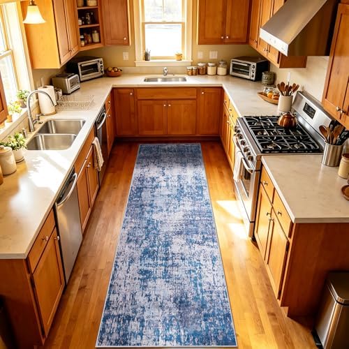 2'6x8 Runner Rug Washable Rug Vintage Abstract Hallway Runner Non-Slip Soft Low - Image 2