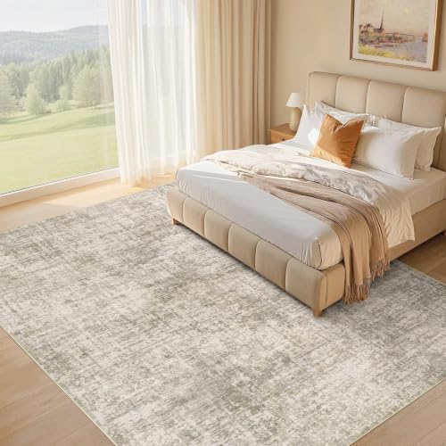Area Rug Living Room-8X10 Abstract Washable Rug Brown-01 - Image 2