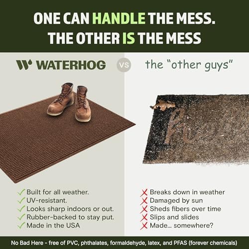 WaterHog Squares Heavy Duty Front Door Mat, 35.5"x59.5", Dark Brown - Image 5