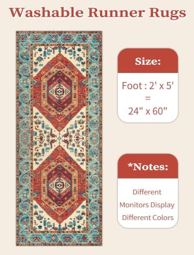 SERISSA 2x5 Washable Non Slip Boho Runner Rug - Image 6