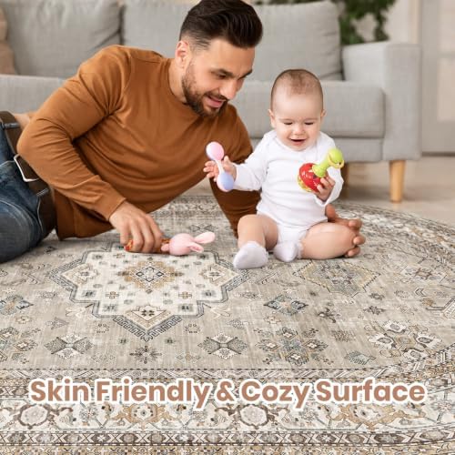 cotiled 8x12 Ellipse Area Rug for Living Room, Traditional - Image 3