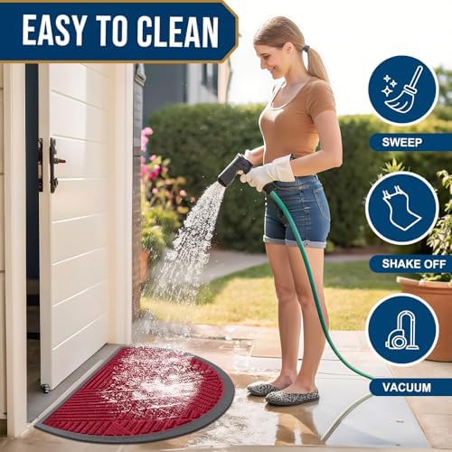 Smiry Half Circle Front Door Mat Outside Entrance, Rubber Doormat - Image 6