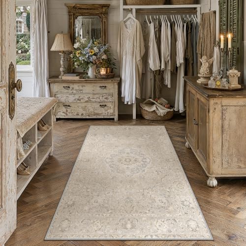 3x4 Beige Area Rug Vintage Carpet by WondRg