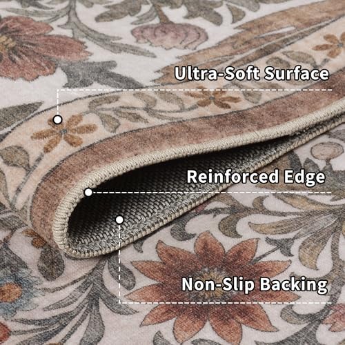 2x6 Floral Runner Rug for Kitchen Washable Hallway Runner Rug - Image 5