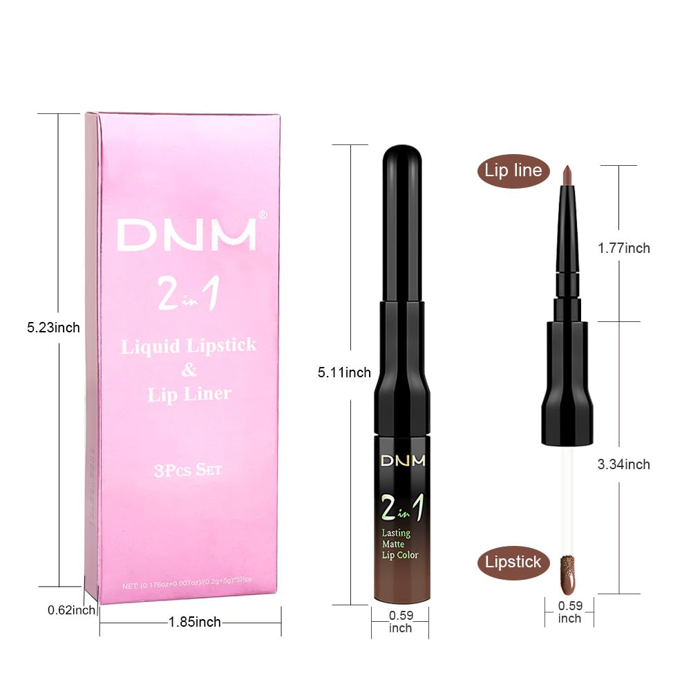 evpct 3Pcs Pale Neutral True Nude Matte Lip Liner & Liquid Lipstick Stain Makeup Set for Women, Lip Liner Stain Long Lasting Waterproof Smudge Proof, Cruelty Free Lip Makeup 24 hours originales labios