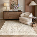 Beige 4x6 Area Rug Washable Netural Vintage Distressed Carpet by Berthmeer