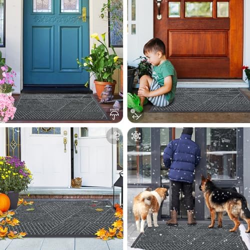 Smiry Front Door Mat Outside Entrance, Low Profile Rubber Doormat - Image 7