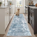 Soalmost Abstratc Runner Rug 2x6 Washable Kitchen Hallway Runners Blue/Grey by Soalmost