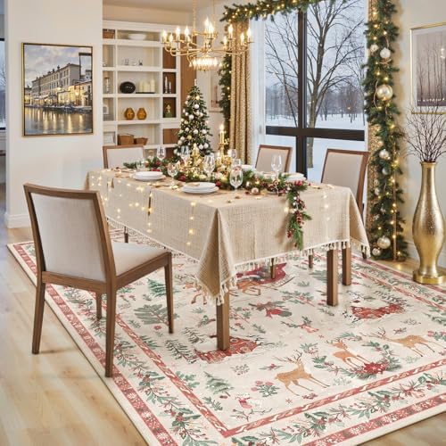 Lahome Christmas 5x7 Rugs for Living Room, Christmas Tree Santa Claus Soft - Image 6