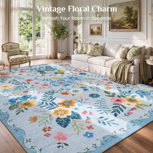 JOLLYVOGUE Floral Area Rug 4x6, Washable Rug - Image 2