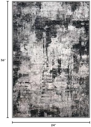 KOZYFLY Abstract Entryway Rug 2x3 Washable Door Mat Indoor Grey Black - Image 2