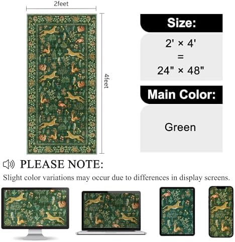 DUKINO 2x4 Rug for Entryway, Animal Washable Runner Rug for Kitchen - Image 2