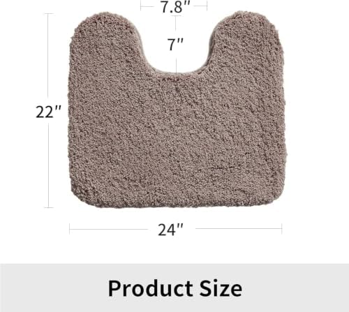 Disolla Toilet Rug 22x24 Taupe Grey, Soft Toilet Mat U-Shaped Washable - Image 2