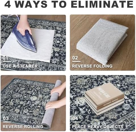 KILOCOCO Area Rug 4x6 Entryway Rug Washable Rugs, Midnight Navy - Image 5