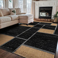 Rugshop Geometric Boxes Modern Non-Shedding Area Rug Jute 5'3" x 7'3" by Rugshop