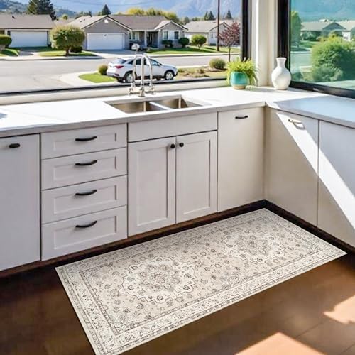 Washable Hallway 2x6 Runner Rugs: Oriental Non-Slip Kitchen Carpet Distressed - Image 3