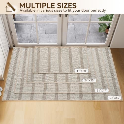 Indoor Door Mat Thin Low Profile Entryway Mats Brown 24"x35" - Image 2