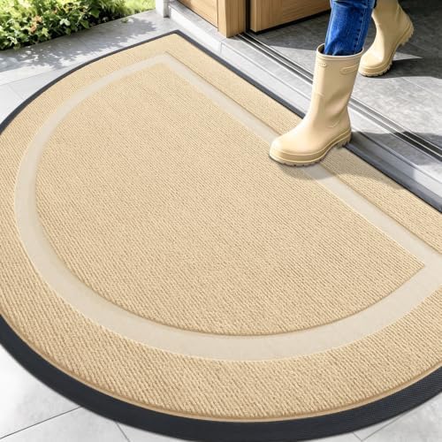 OLANLY Half Circle Front Door Mat Outside 47x32 All-Season Rubber Doormat by OLANLY