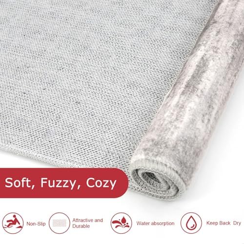 KOZYFLY Modern Kitchen Runner Rug 2x6 Washable Rug Runner Grey Beige - Image 6