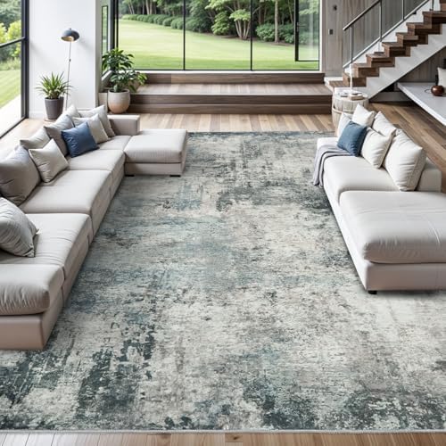 Abstract 10x14 Washable Rug: Non Slip Area Rugs by RUUGME