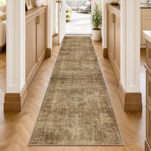 2x8 Washable Brown Vintage Distressed Runner Rug by ugoutry
