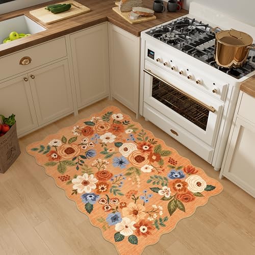 DUKINO 2x3 Rugs for Entryway, Floral Door Mat Washable Kitchen Rugs - Image 5