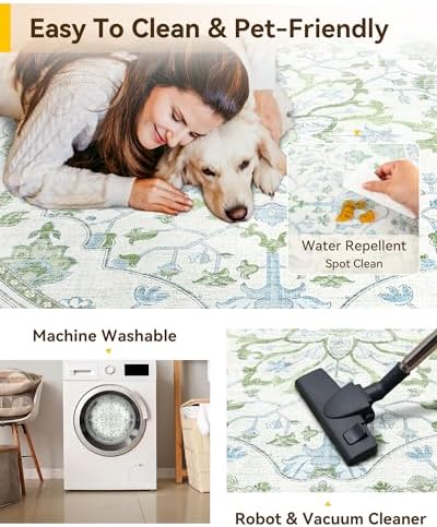 RELEANY Washable Area Rug, Round 4ft - Image 4